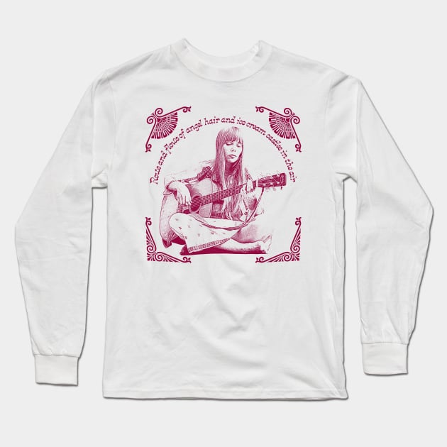 Joni Mitchell // Retro 1970s Style Fan Art Design Long Sleeve T-Shirt by DankFutura